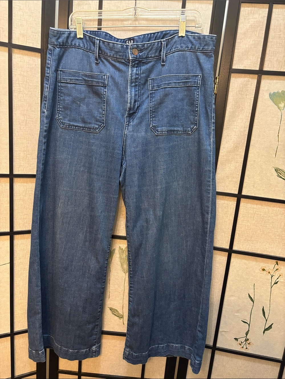 GAP Women’s Wide-Leg Skipper Cropped Denim Jean Classic Blue